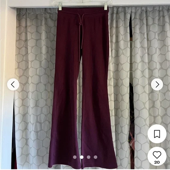 Aritzia Burgundy Lounge Waffle Luxe Pant Sunday Best, never worn, tags removed - Picture 2 of 6